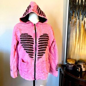 Kyber Outwear Pink and Black Ripped Hoodie